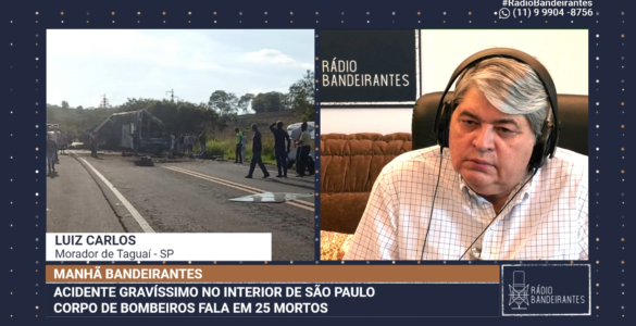 Acidente entre ônibus e caminhão